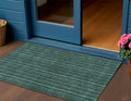 3 X 5 Teal Blue Aqua And Mint Green Striped Washable Indoor Outdoor Area Rug