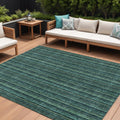 9 X 12 Teal Blue Aqua And Mint Green Striped Washable Indoor Outdoor Area Rug
