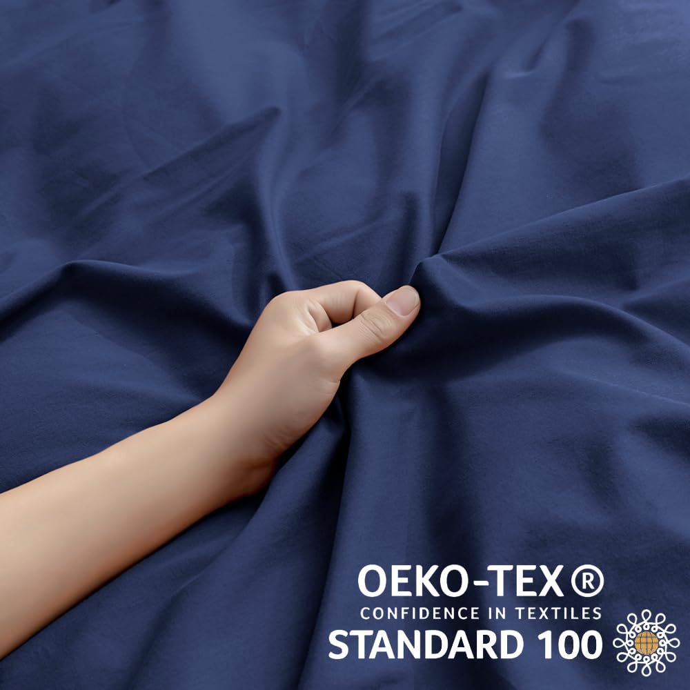 Jellymoni Cotton Duvet Cover Full Size - 100% Washed Cotton Linen Like Textured Comforter Cover, 3 Pieces Breathable Soft Beddin