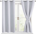 Hiasan Blackout Curtains For Bedroom - Thermal Insulated & Energy Saving Window Curtains For Living Room, 2 Drape Panels Sewn With Tiebacks, Greyish White, 38 X 54 Inch