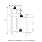 Furinno Turn-N-Tube 3-Tier Oval Sofa Side Table, End Table with Open Shelves, Amber Pine/Black