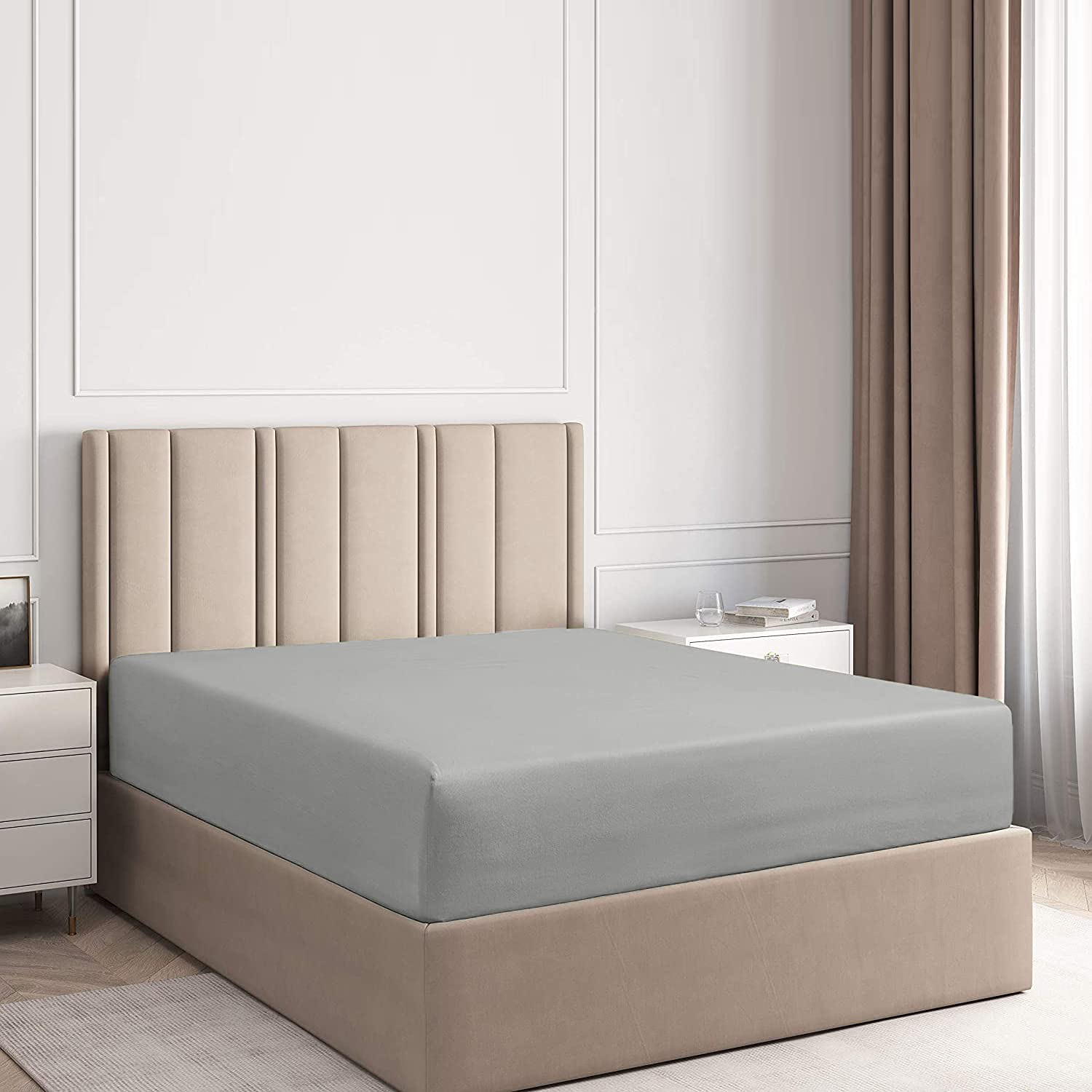 Dan River 100% Cotton Jersey Queen Fitted Sheet Single Fitted Sheet Only Heather Fitted Sheet Wrinkle Free Snug Fitqueen Bed She