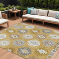 10 X 14 Gold Ivory And Taupe Southwestern Washable Indoor Outdoor Area Rug