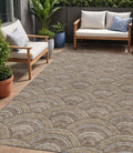 5 X 8 Brown Beige And Taupe Geometric Washable Indoor Outdoor Area Rug