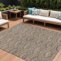 10 X 14 Brown Beige And Taupe Geometric Washable Indoor Outdoor Area Rug