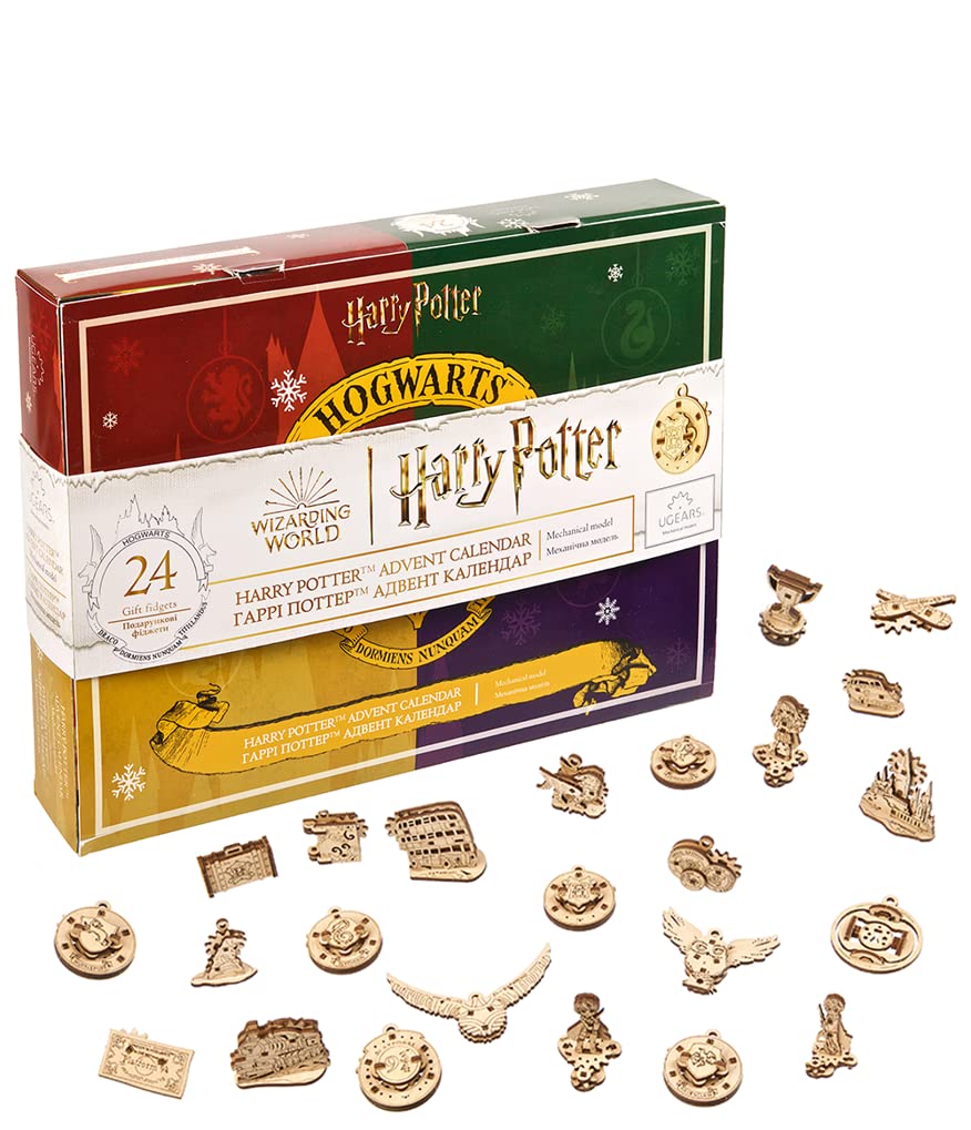 UGEARS Harry Potter Advent Calendar 2023 - Christmas Countdown Fidget Advent Calendar with 24 Fidget Model Wooden Models to Buil