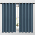 Cosviya Curtains 63 Inch Length 2 Panels Grommet Room Darkening,Thick Polyester Light Blocking Insulated Thermal Stone Blue Curt
