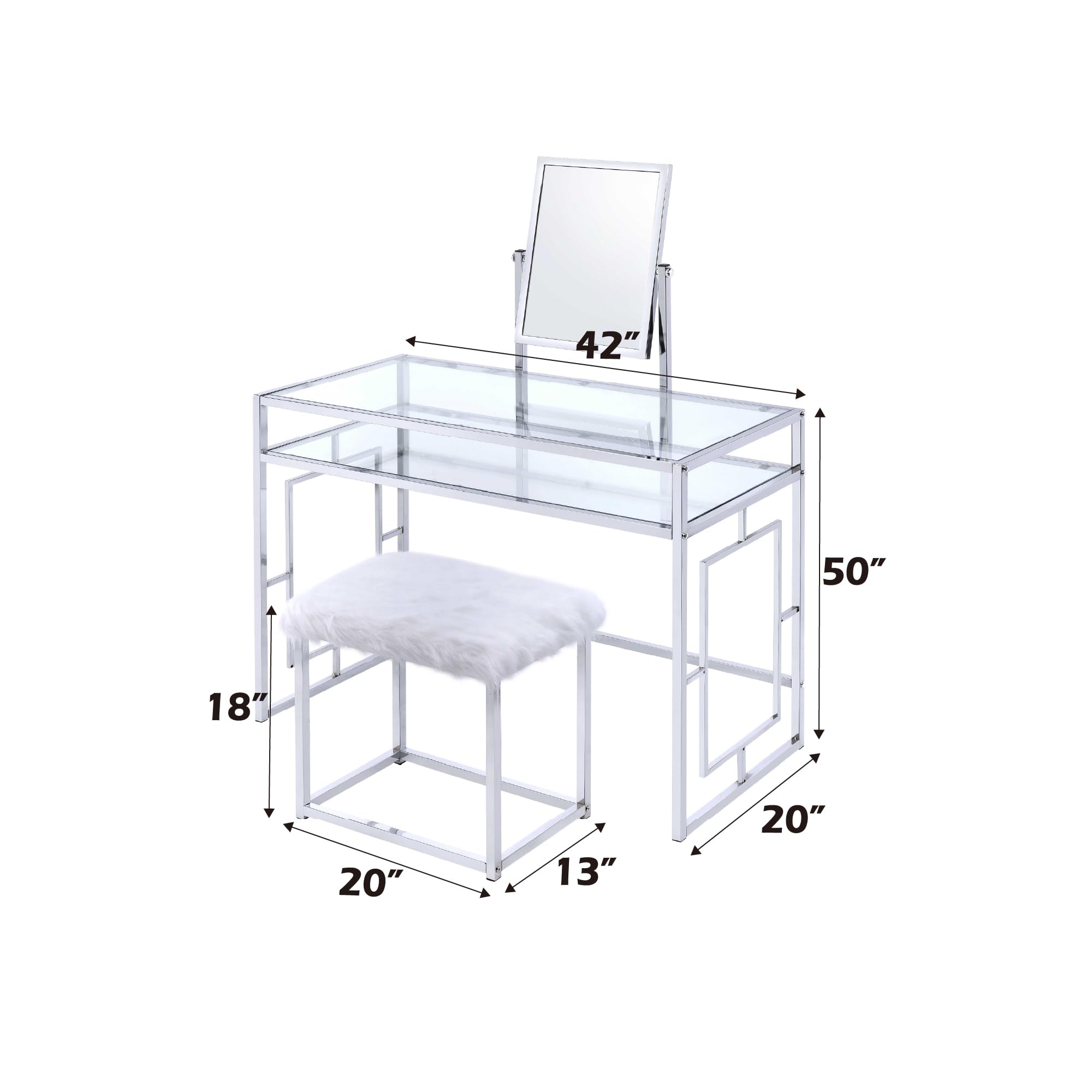 Acme Josh Metal Frame Vanity and Stool - Thumbnail 3