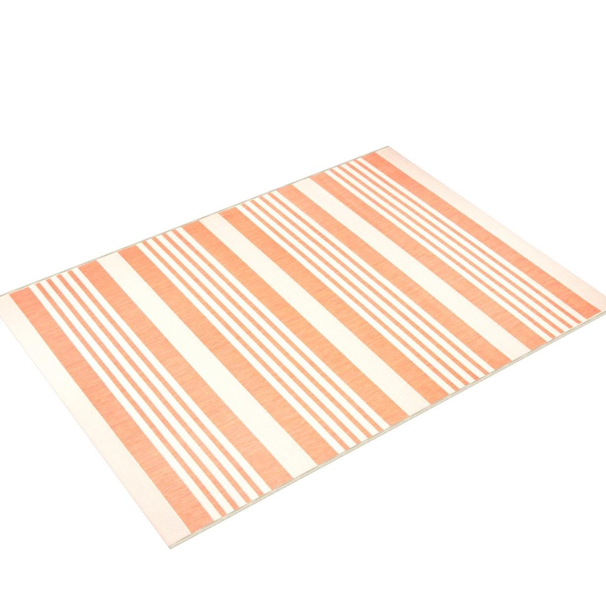 Safavieh Courtyard Collection Area Rug - 8' X 10', Terracotta & Beige, Stripe Design, Non-Shedding & Easy Care, Indoor/Outdoor &