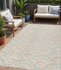 5 X 8 Linen Orange And Ivory Geometric Washable Indoor Outdoor Area Rug