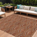 10 X 14 Orange Gold And Ivory Geometric Washable Indoor Outdoor Area Rug