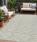 5 X 8 Pearl Orange And Purple Geometric Washable Indoor Outdoor Area Rug