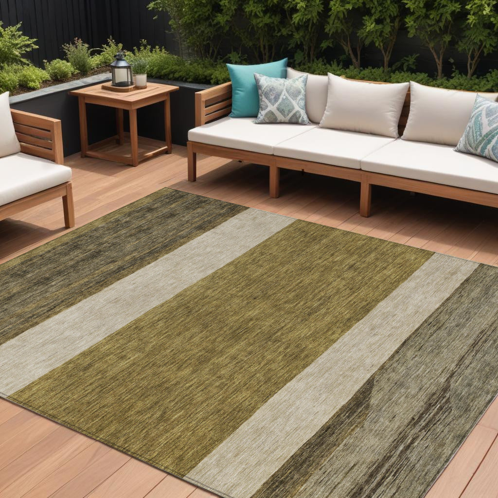 10 X 14 Coffee Ivory And Gray Abstract Washable Indoor Outdoor Area Rug