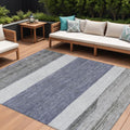 8 X 10 Denim Blue Ivory And Gray Abstract Washable Indoor Outdoor Area Rug