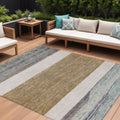 10 X 14 Brown Ivory And Blue Abstract Washable Indoor Outdoor Area Rug