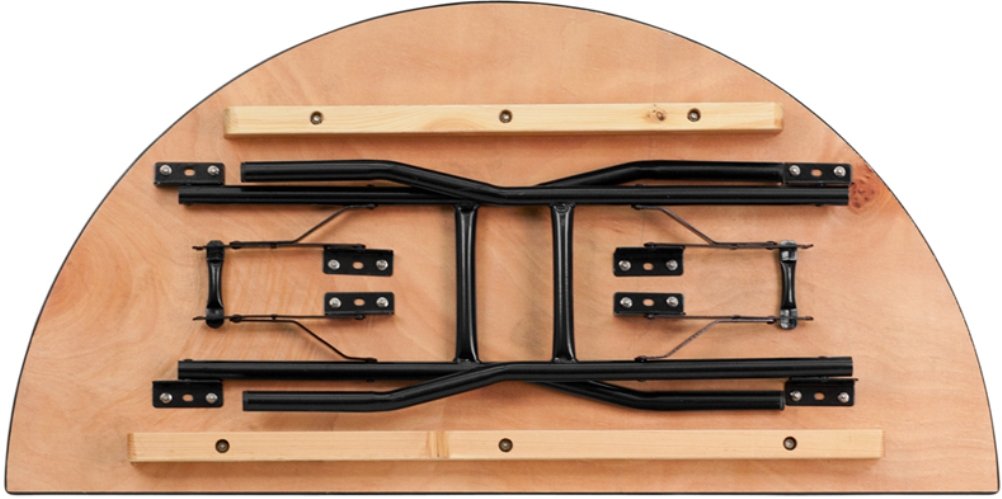 Flash Furniture 48 Inch Half-Round Wood Folding Banquet Table, Black/Natural