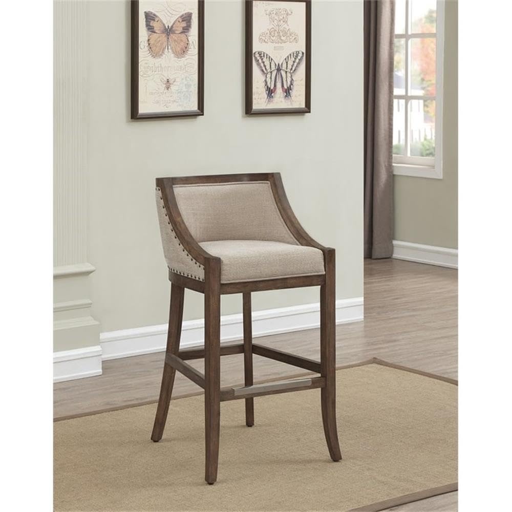 American Woodcrafters Michelle 30-Inch Stationary Warm Brown Wood Bar Stool