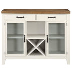 Steve Silver Furniture Hyland Server-Two-Tone Milk and Honey Finish, Glass Doors, Removable Wine Rack Sideboard, 18" D x 52" W x 42" H, Brown