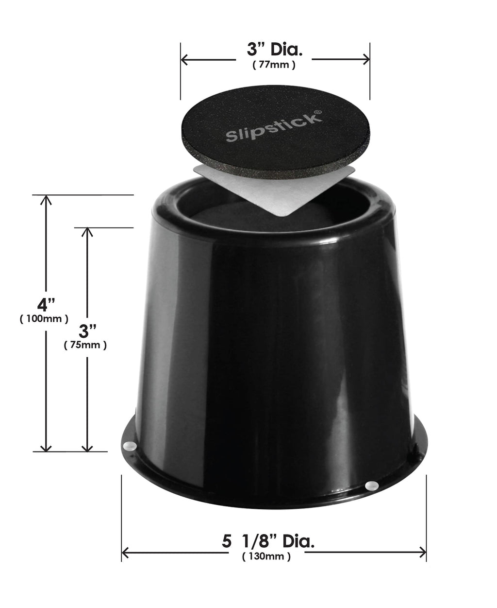 Slipstick Premium 3 Inch Bed Risers/Furniture Raisers With Steel Reinforced Holder Top, Lifts Height 3'' (6 Pack) Supports 3,960