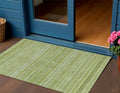 3 X 5 Fern Green And Sage Striped Washable Indoor Outdoor Area Rug