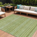 10 X 14 Fern Green And Sage Striped Washable Indoor Outdoor Area Rug