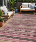 5 X 8 Pink And Taupe Striped Washable Indoor Outdoor Area Rug
