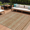 10 X 14 Terra Cotta And Rust Striped Washable Indoor Outdoor Area Rug