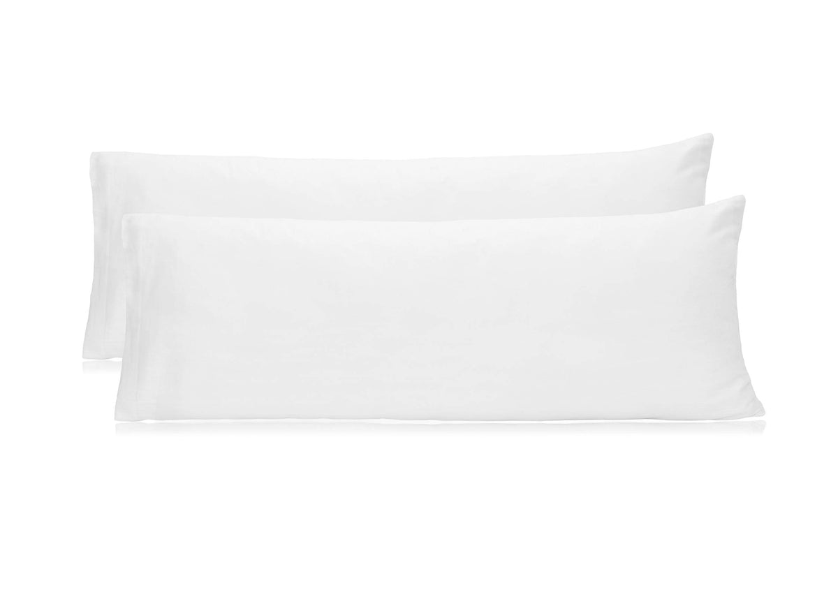 Cotton Craft Set Of 2 Pillow Protectors - 220 Thread Count - Pure Combed Cotton - Sateen Weave - White - Body Pillow 21X54 Inch
