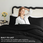 Cozylux California King Comforter Set Black, 3 Pieces Cal King Solid Breathable Boho Style Bedding Sets, Cozy Luxury Fluffy Soft Microfiber Quilt Comforter For All Season(1 Comforter & 2 Pillowcases)