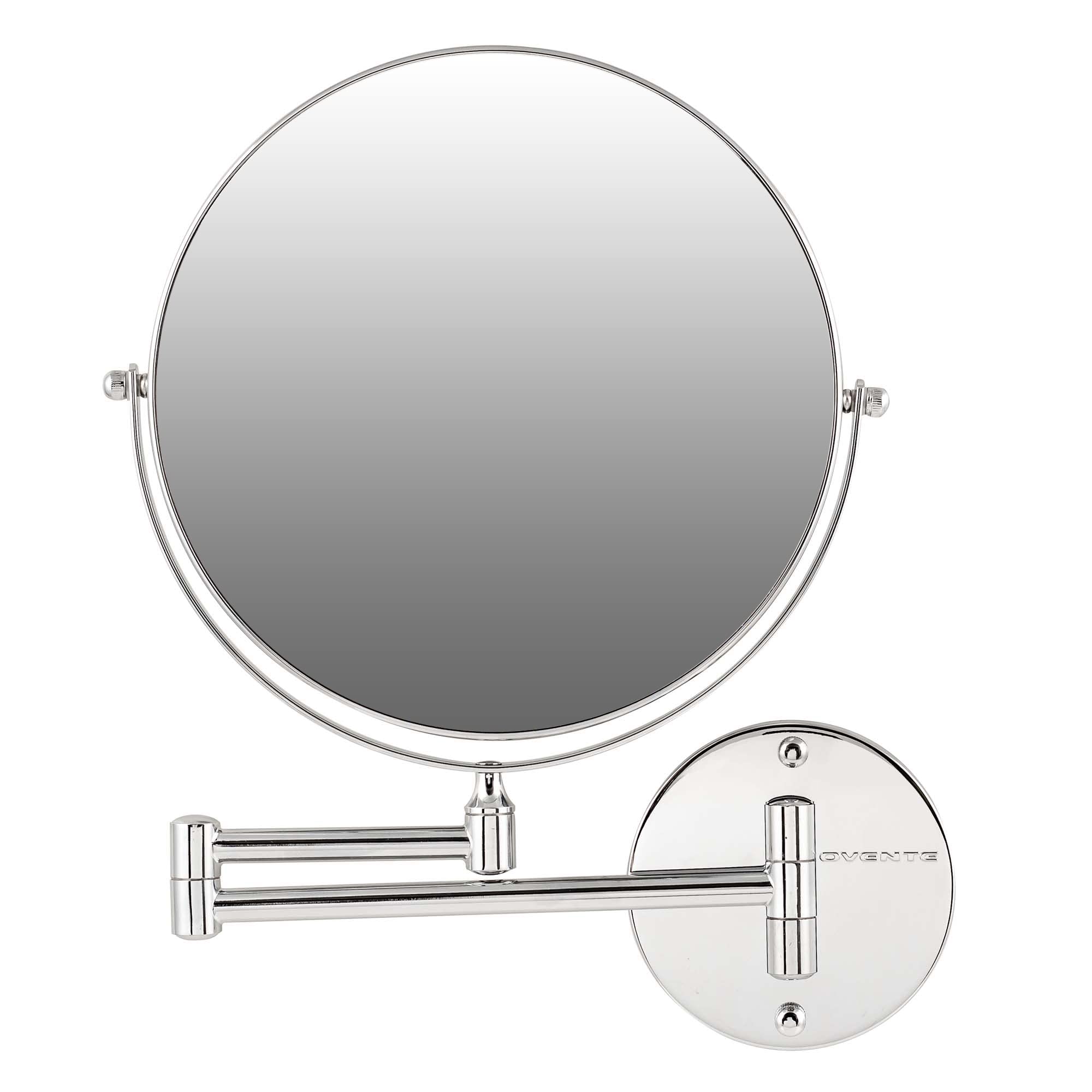 OVENTE 9' Wall Mounted Makeup Mirror - 1X/ 10X Magnification, Rotating 360-Degree, Double-Sided, Extendable & Folding Arm, Clea