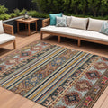 8 X 10 Rust Gray And Gold Tribal Washable Indoor Outdoor Area Rug