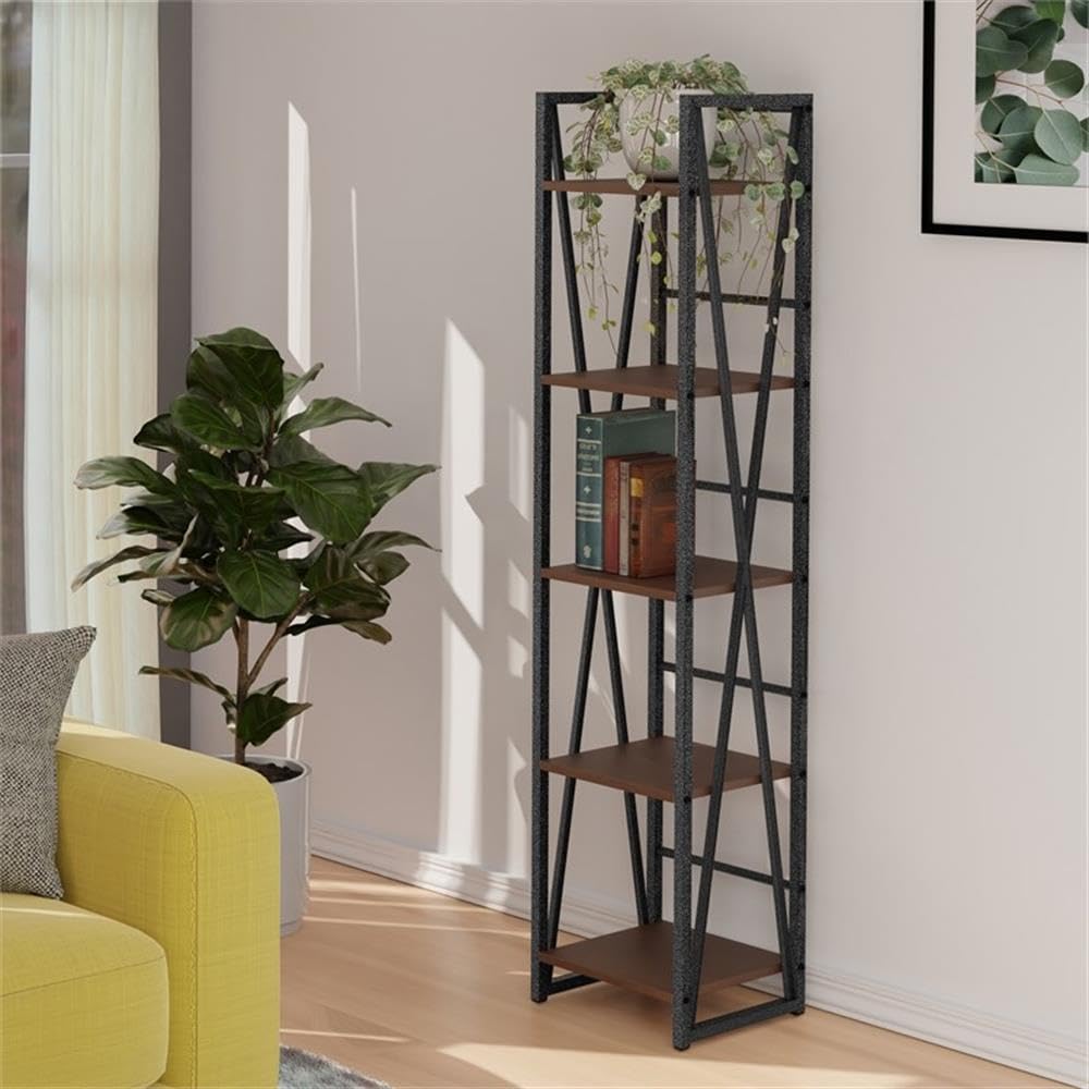 Winsome Wood Isa 5-Tier Shelf, Graphite and Walnut