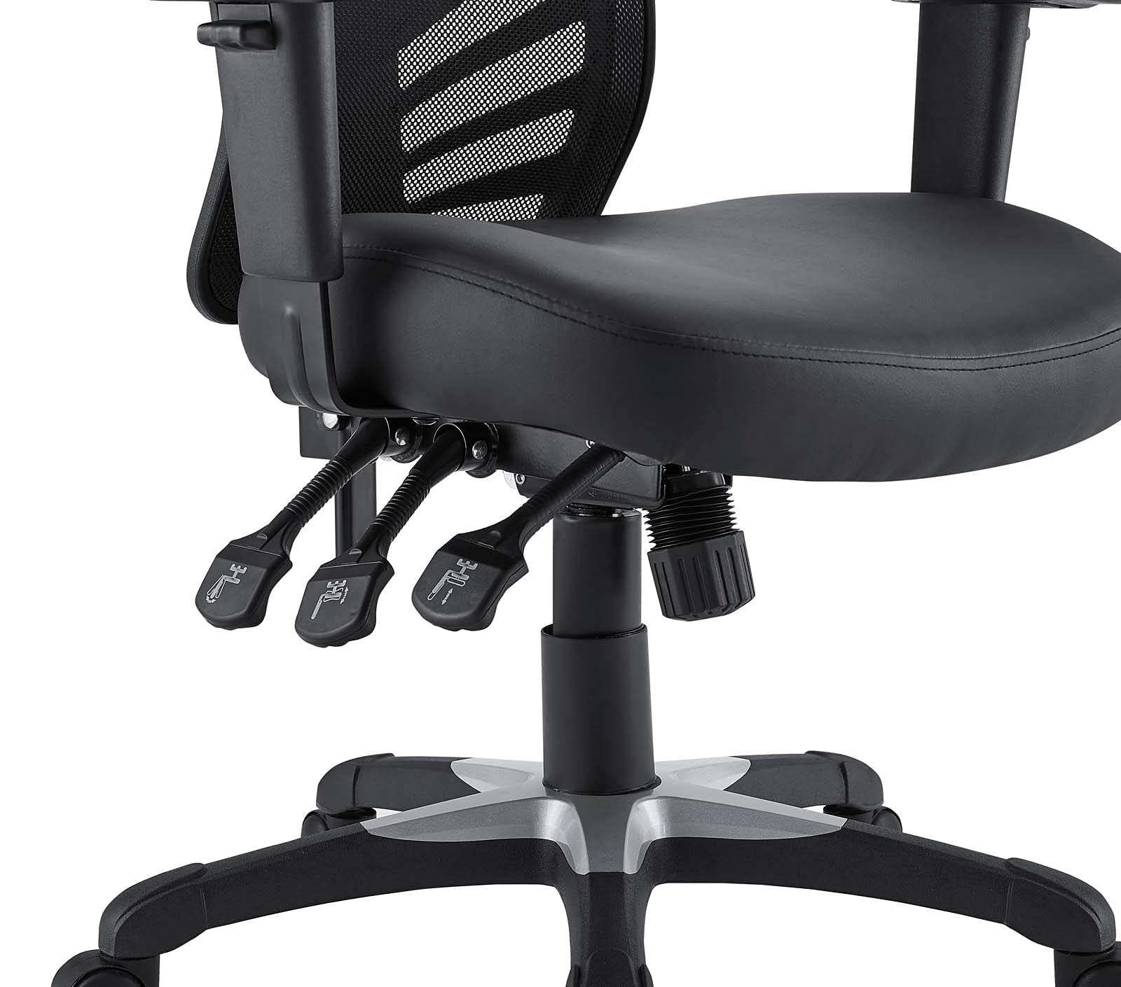 Modway Articulate Mesh Office Chair with Fully Adjustable Vegan Leather Seat In Black