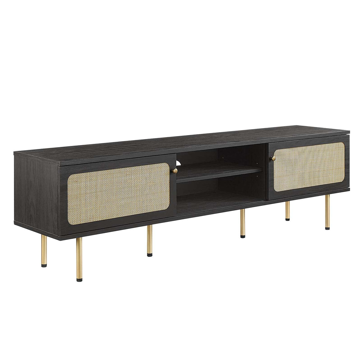 Modway Cambria Rattan and Particleboard TV Stand for TVs up to 70&quot; in Black