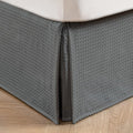 Miye Pleated Waffle Weave Bed Skirt, Tailored Dust Ruffle 22 Inch Drop Easy Fit, Machine Washable (Dark Grey, Queen - 22'' Drop)