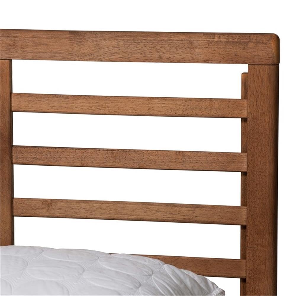 Baxton Studio Lucine Mid-Century Modern Ash Walnut Finished Wood King Size Platform Bed