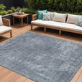 8 X 10 Blue And Gray Abstract Washable Indoor Outdoor Area Rug