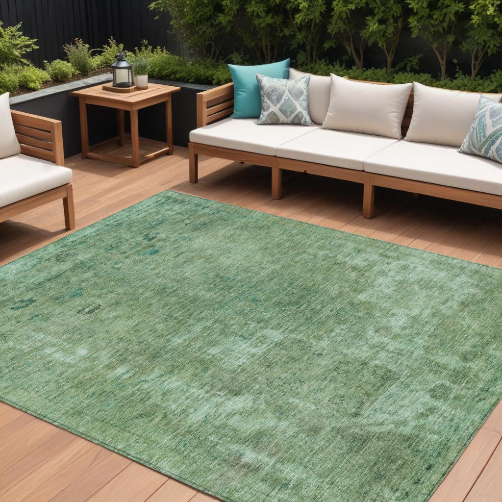 8 X 10 Sage And Mint Green Abstract Washable Indoor Outdoor Area Rug