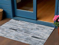 3 X 5 Blue And Gray Striped Washable Indoor Outdoor Area Rug