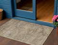 3 X 5 Brown And Taupe Aztec Washable Indoor Outdoor Area Rug