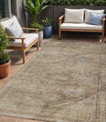 5 X 8 Brown And Taupe Aztec Washable Indoor Outdoor Area Rug