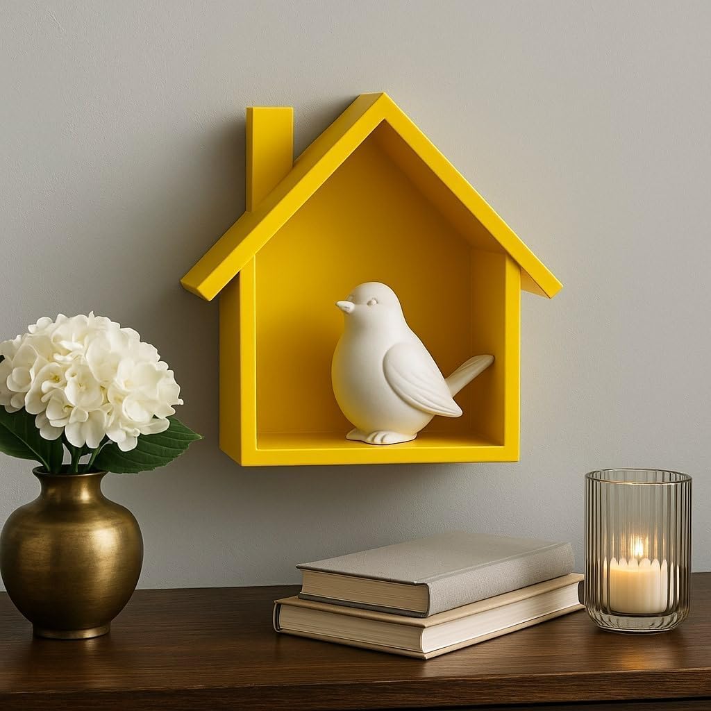 Onlinecraft Wooden Wall Mount Home Decor & Office Decor Wall Hanging Hut Design Wall Hanging Shelves For Living Room | Bed Room 
