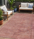 5 X 8 Terra Cotta And Salmon Aztec Washable Indoor Outdoor Area Rug