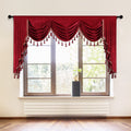 Elkca Thick Chenille Window Curtains Valance For Living Room Burgundy Red Waterfall Valance For Holiday/Festival,Rod Pocket (W98