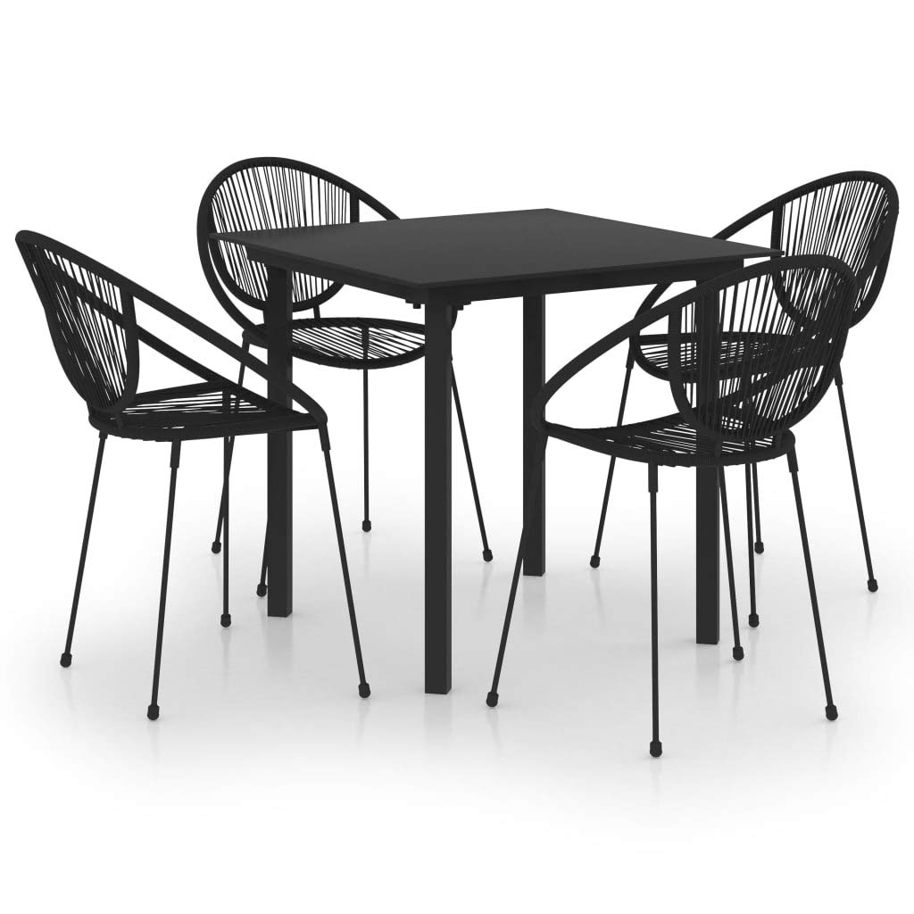 Vidaxl Patio Dining Set 5 Piece Garden Dinner Dinette Table Chair Balcony Backyard Terrace Outdoor Home Seating Furniture Pvc Rattan Black