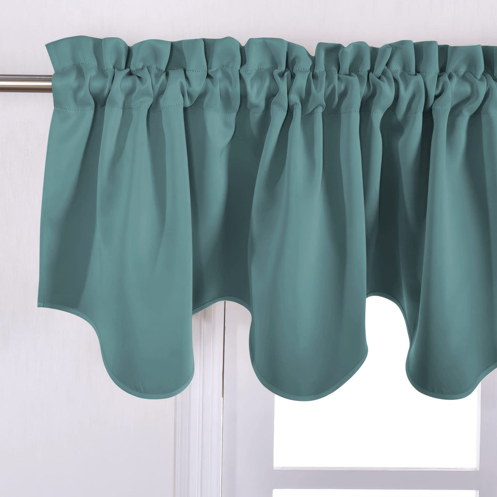 Nicetown Window Blackout Valances For Bedroom, Thermal Insutaled Room Darkening Rod Pocket Valances For Small Window, 52 Inch Wi
