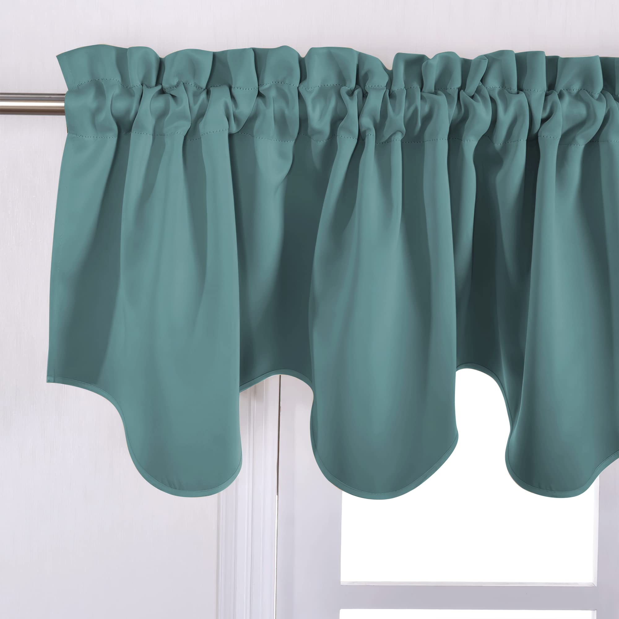 Nicetown Window Blackout Valances For Bedroom, Thermal Insutaled Room Darkening Rod Pocket Valances For Small Window, 52 Inch Wi