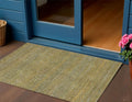 3 X 5 Sage And Gold Striped Washable Indoor Outdoor Area Rug