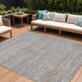 8 X 10 Linen And Gray Striped Washable Indoor Outdoor Area Rug