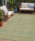 5 X 8 Wheat And Sage Striped Washable Indoor Outdoor Area Rug